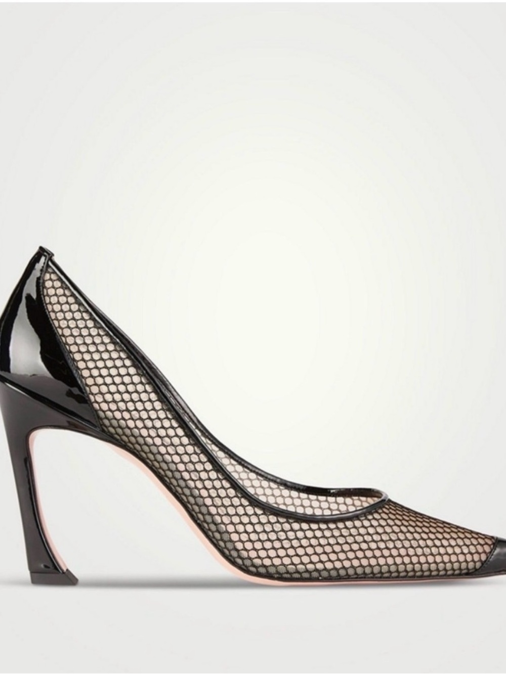 Piferi Avangarda 85 Black Mesh Pointed-Toe Heel Pumps with Patent Trim EUR 38
